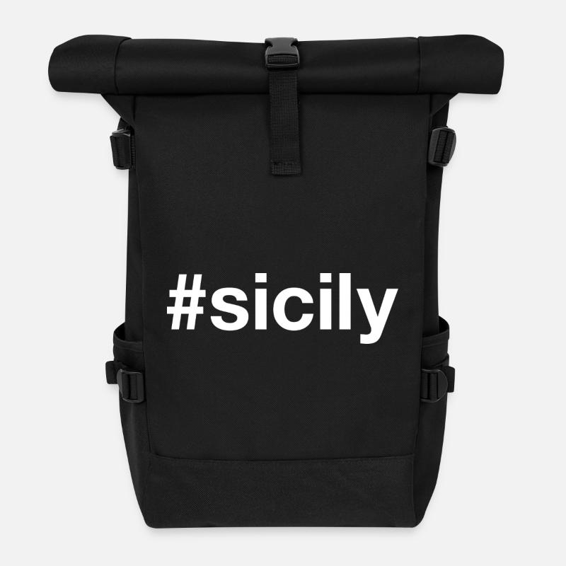 SICILY Hashtag - Rolltop Rucksack - Schwarz