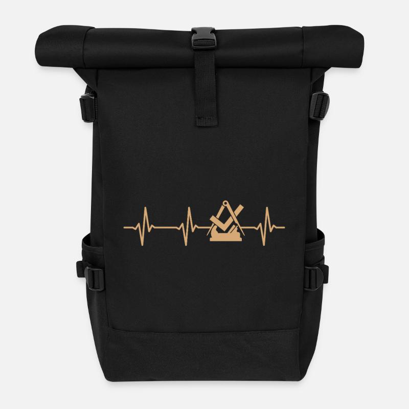 Tischler Schreiner Zunftzeichen Herzschlag - Rolltop Rucksack - Schwarz