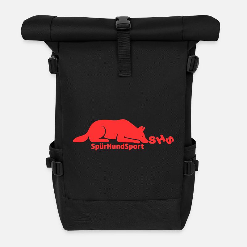 SHS Logo rot - Rolltop Rucksack - Schwarz