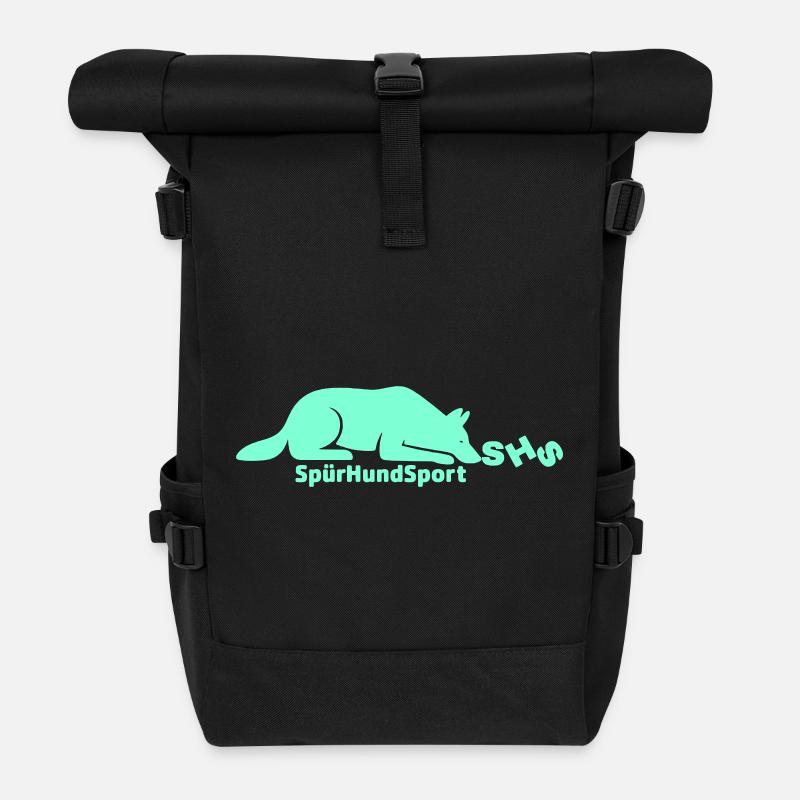 SHS Logo aquamarin - Rolltop Rucksack - Schwarz