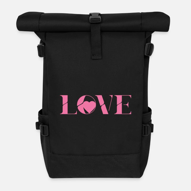 Pink-Love-Text-Design - Rolltop Rucksack - Schwarz