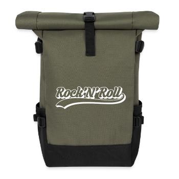 Rock 'N' Roll Retro Script - Roll Top Backpack - olive/black - Front