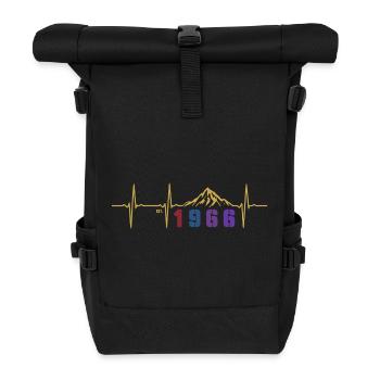 Vintage-Blumen 60 Jahre Sixties Geschenk 1966 - Rolltop Rucksack - Schwarz - Vorne