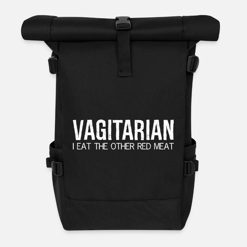 vegetarisch esse ich das andere rote Fleisch - Rolltop Rucksack - Schwarz