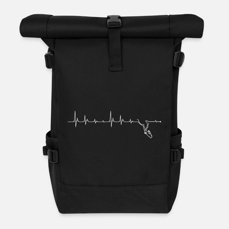 Heartbeat Hand Outline - Roll Top Backpack - black