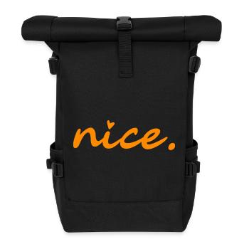 nice. (orange ohne Schatten) - Rolltop Rucksack - Schwarz - Vorne