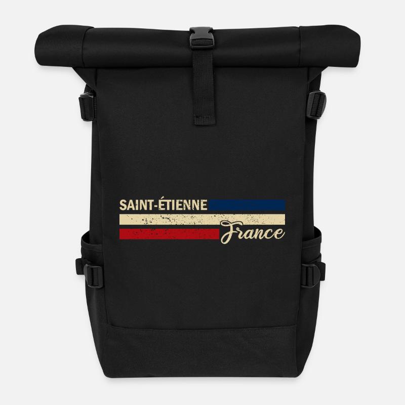 France - Saint-Étienne - France - Drapeau - Sac à dos roll top - noir