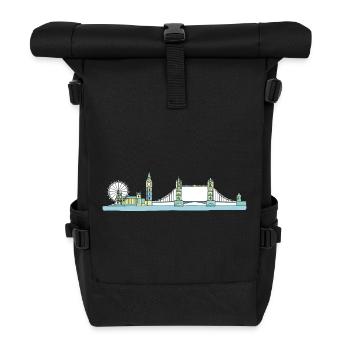 London City Skyline Tower Bridge Line Art - Rolltop Rucksack - Schwarz - Vorne