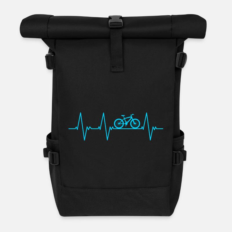 Fahrrad Herzschlag Ekg - Rolltop Rucksack - Schwarz