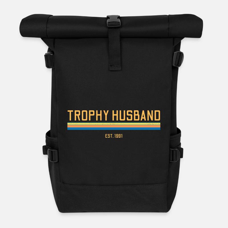 Trophy Husband 1991 Retro hasband Anniversary - Roll Top Backpack - black