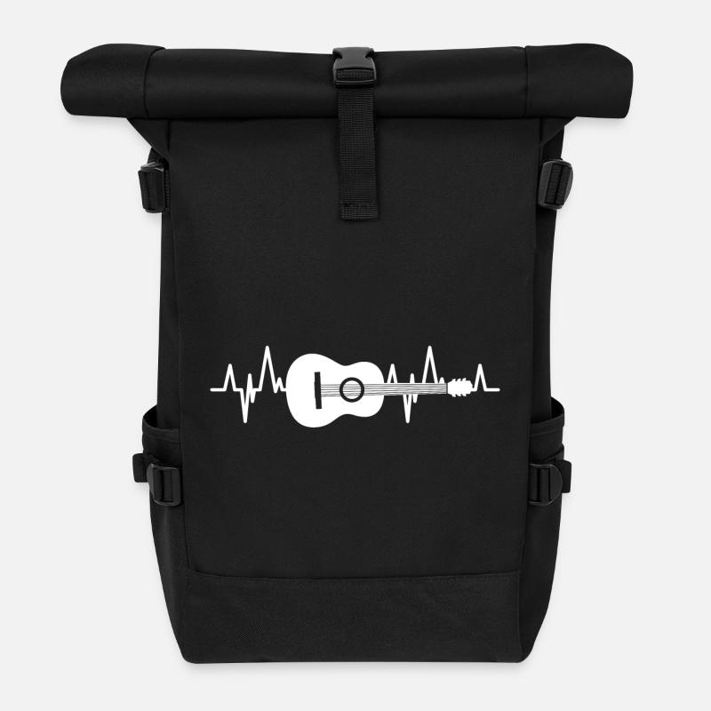 Battement de cœur de la guitare - Sac à dos roll top - noir