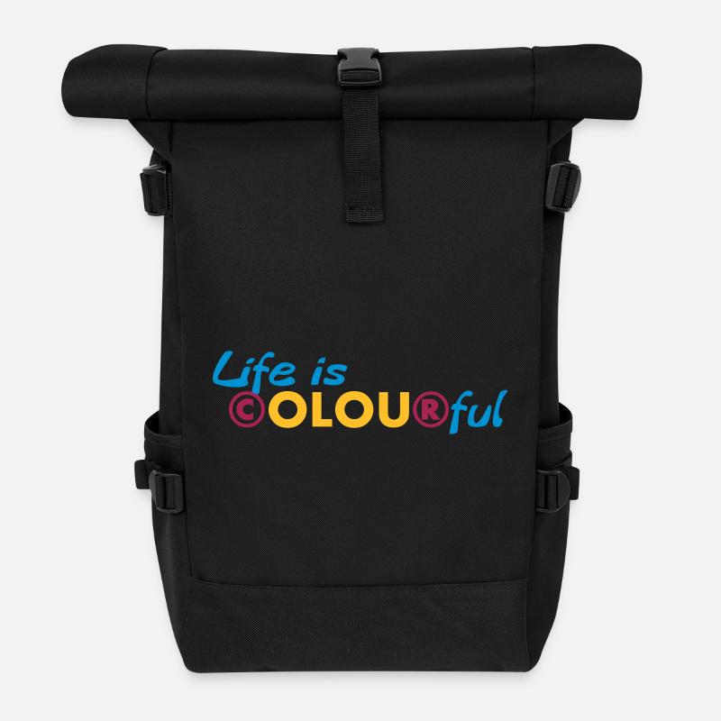 La vie est colorée - Sac à dos roll top - noir