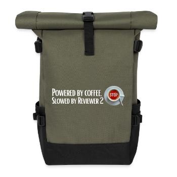 Powered by coffee, Slowed by Reviewer 2 - Rolltop Rucksack - Olive/Schwarz - Vorne