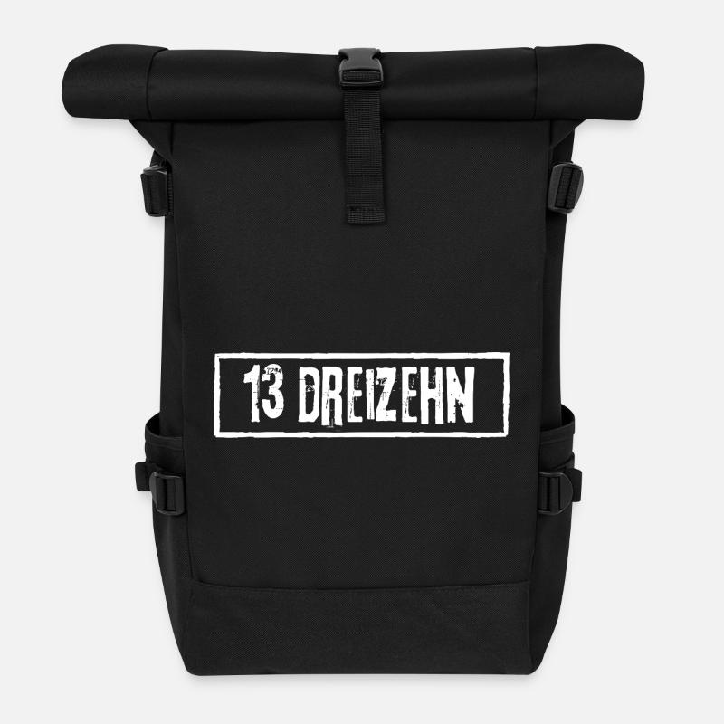 Dreizehn Jahre Rock Grunge  - Rolltop Rucksack - Schwarz