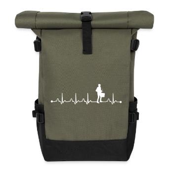 Snare Drumkit Player Marching Band Dad Drumline - Roll Top Backpack - olive/black - Front