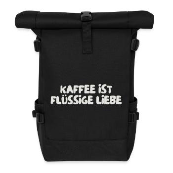 Kaffee ist flüssige Liebe - Rolltop Rucksack - Schwarz - Vorne