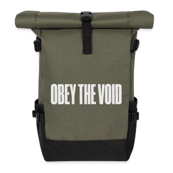 Obey the Void Bold Typographic Art - Roll Top Backpack - olive/black - Front