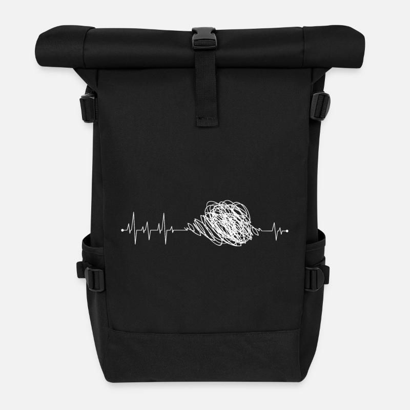 Heart Heartbeats - Roll Top Backpack - black