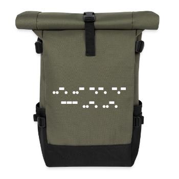 F*** Off In Morsezeichen - Rolltop Rucksack - Olive/Schwarz - Vorne