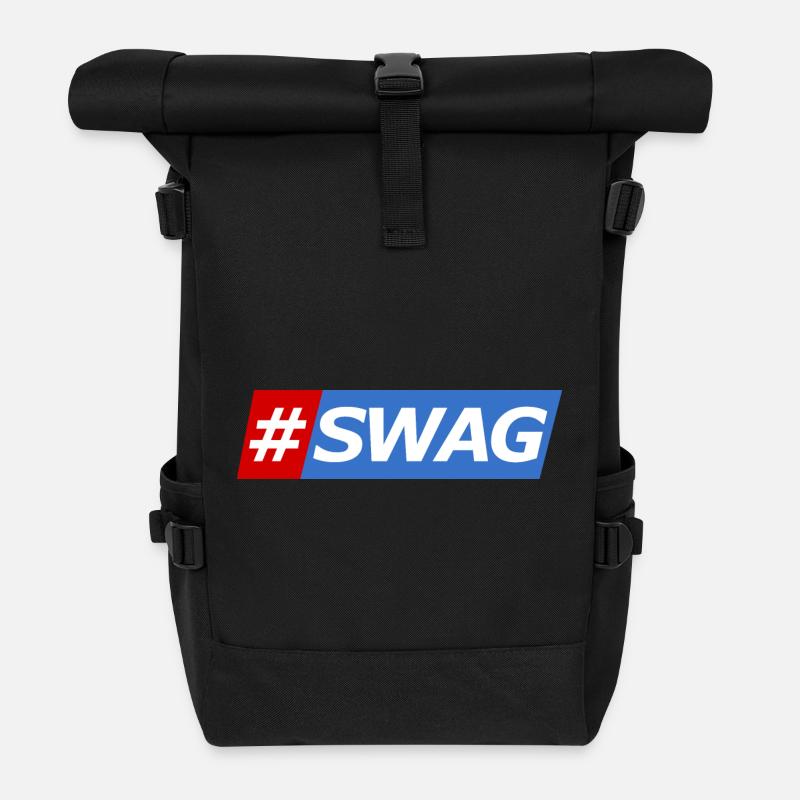 SWAG Block Colors Hashtag - Roll Top Backpack - black