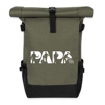 Papa Mechanic Car Garage Father's Day - Roll Top Backpack - olive/black - Front