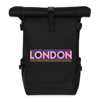 London Neon Typography Lines - Roll Top Backpack - black - Front
