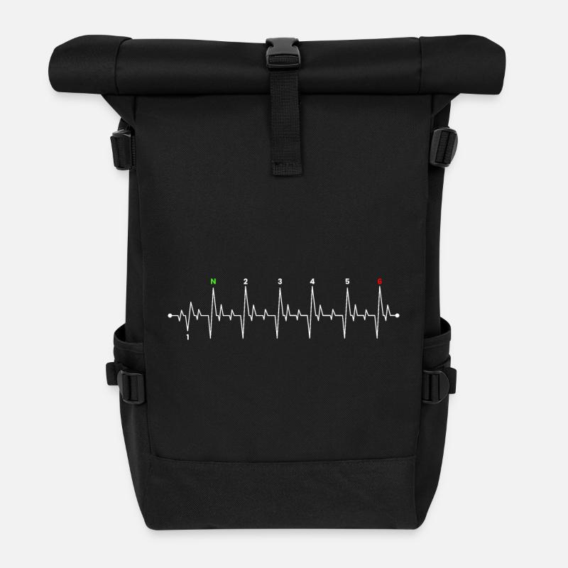Pulslinien-Neonwelle - Rolltop Rucksack - Schwarz
