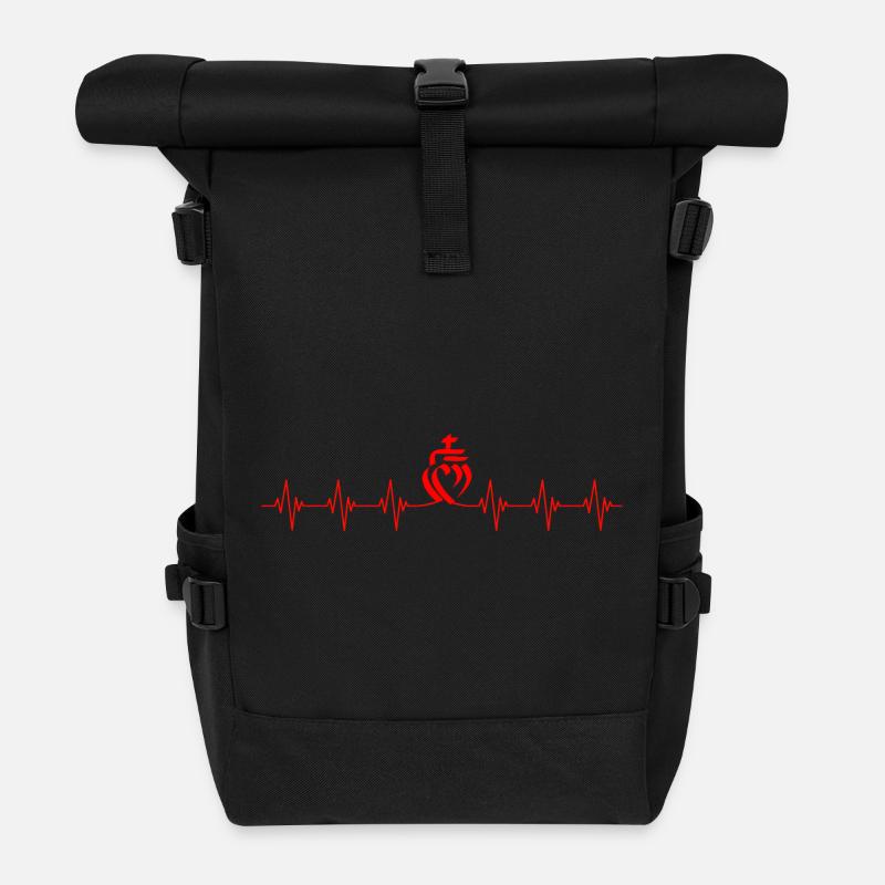 vendee coeur rythme cardiaque attachement - Sac à dos roll top - noir