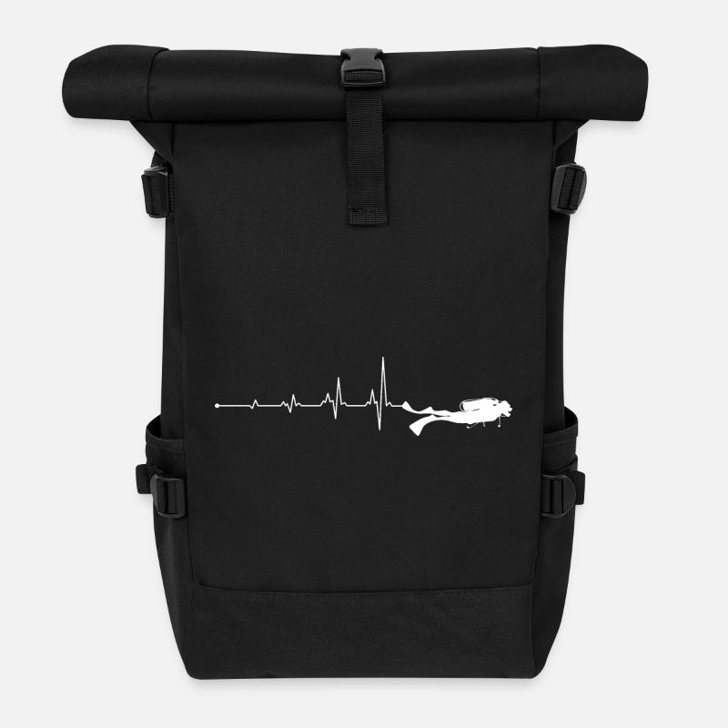 Herzschlag-Tauchen - Rolltop Rucksack - Schwarz