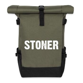 Stoner music logo design - Roll Top Backpack - olive/black - Front