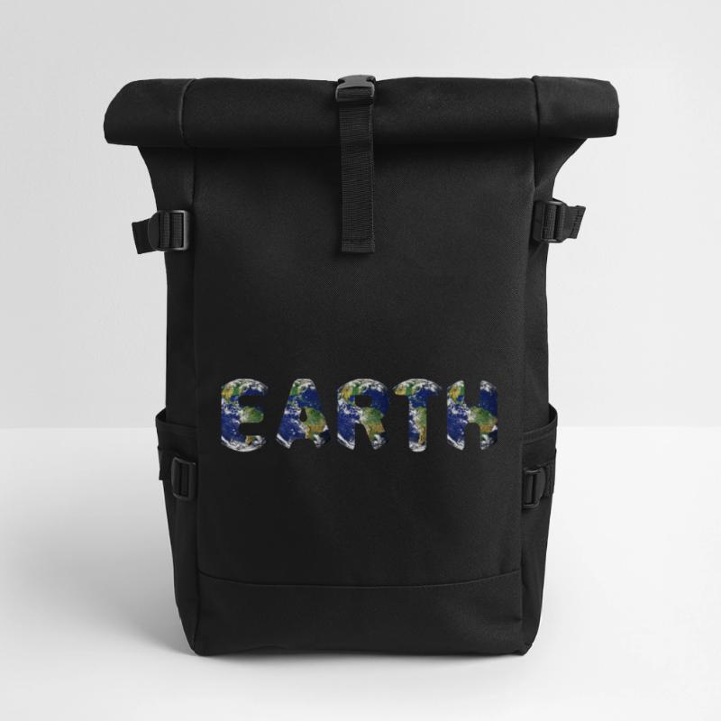 Vibrant Earth Globe Pattern Roll Top Backpack