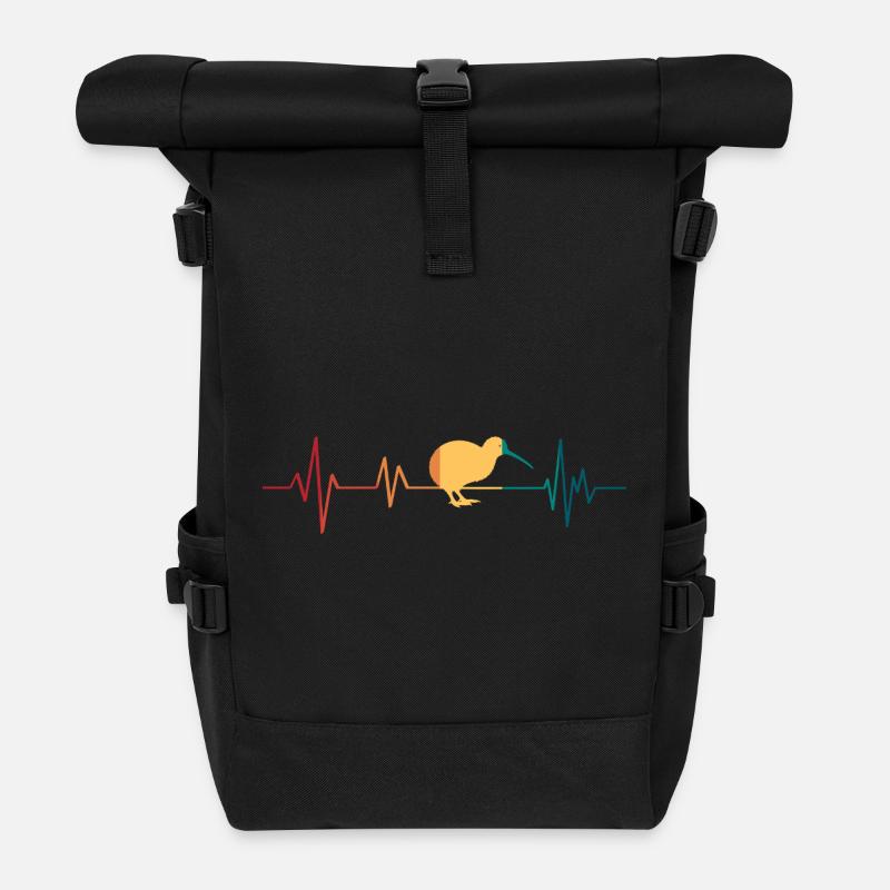 Battement de cœur kiwi oiseau  - Sac à dos roll top - noir