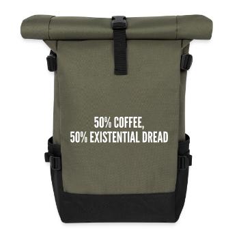 50% coffee 50% existential dread - Roll Top Backpack - olive/black - Front