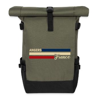 France - Angers - France - Flag - Stripes - Roll Top Backpack - olive/black - Front
