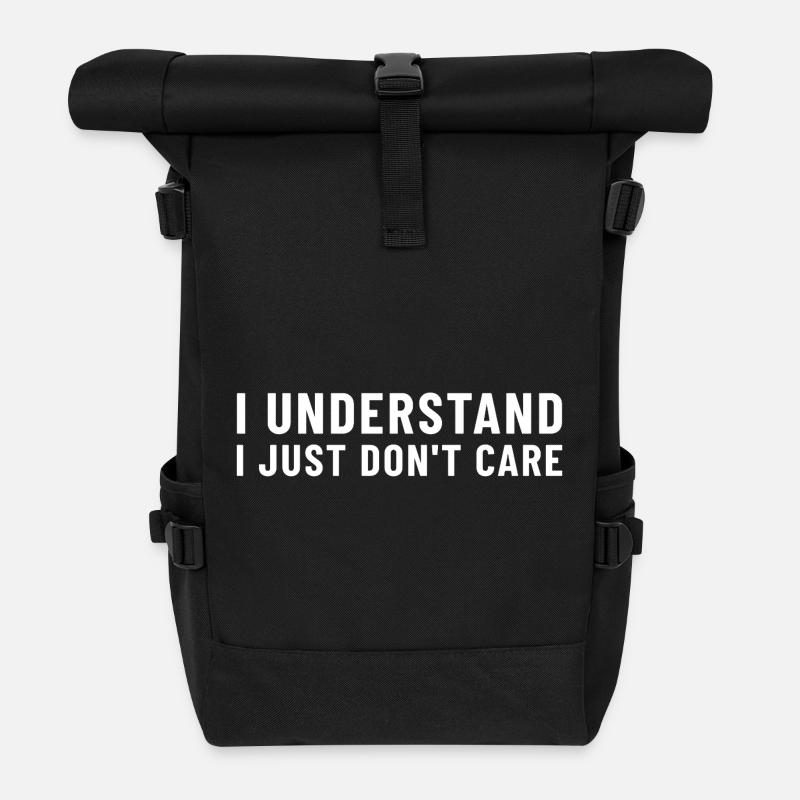 I Understand I Just Don't Care - Roll Top Backpack - black