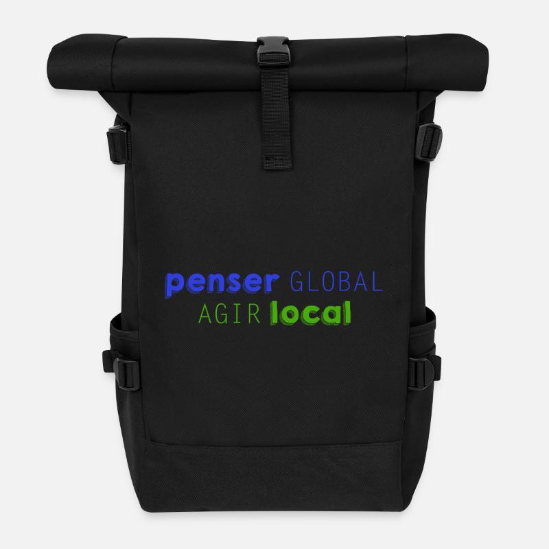 Think GLOBAL, Act LOCAL - Roll Top Backpack - black