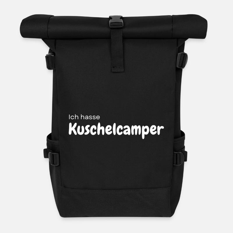 Kuschelcamper - Rolltop Rucksack - Schwarz