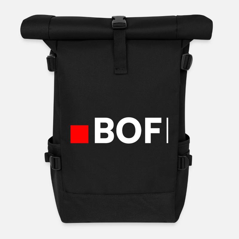 BOF | Réaction drôle minimaliste - Sac à dos roll top - noir