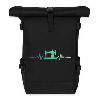 Nähmaschinen Herzschlag-Nähen - Rolltop Rucksack - Schwarz - Vorne