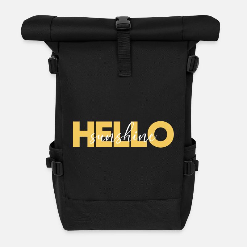 Hello Sunshine T-Shirt – Positive Vibes Ästhetik - Rolltop Rucksack - Schwarz