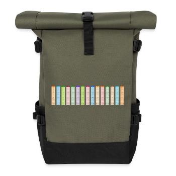 Table de multiplication colorée numérotée 15x15 - Sac à dos roll top - olive/noir - Devant