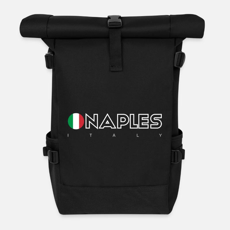 Neapel Flagge Kreis Typografie - Rolltop Rucksack - Schwarz