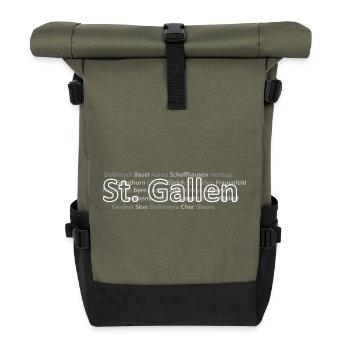 Schweizer Städte St Gallen - Rolltop Rucksack - Olive/Schwarz - Vorne
