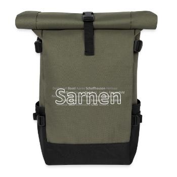 Schweizer Städte Sarnen - Rolltop Rucksack - Olive/Schwarz - Vorne