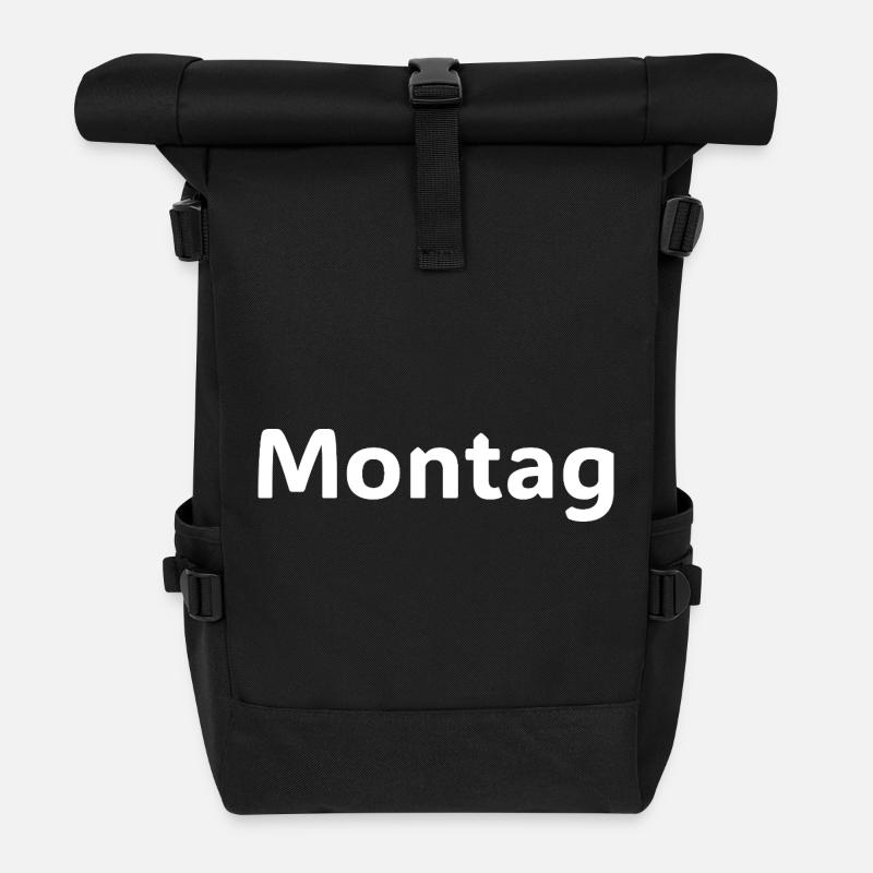 Montag Motivation Lustiges Spruch Shirt - Roll Top Backpack - black