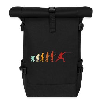 Fechten Evolution Fechter Sport Lustiger Spruch - Rolltop Rucksack - Schwarz - Vorne