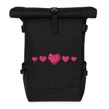 Cœurs géométriques Rose Polygon Design Love - Sac à dos roll top - noir - Devant