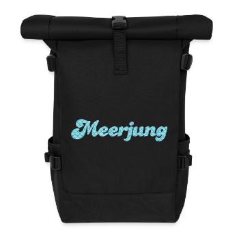 Meerjung Küste Meer Mann Fischkopp Schuppen Fan - Rolltop Rucksack - Schwarz - Vorne