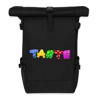 Baby Eltern Kind Geschenk Sprüche Geburt Mama Papa - Rolltop Rucksack - Schwarz - Vorne