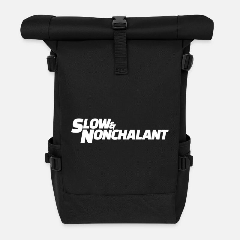 Slow & Nonchalant Typo Tea - Roll Top Backpack - black